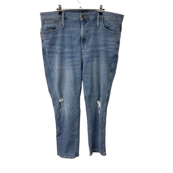 J. Crew High Rise Classic Vintage Distressed Straight Leg Jeans Women’s Size 35 - Picture 1 of 9
